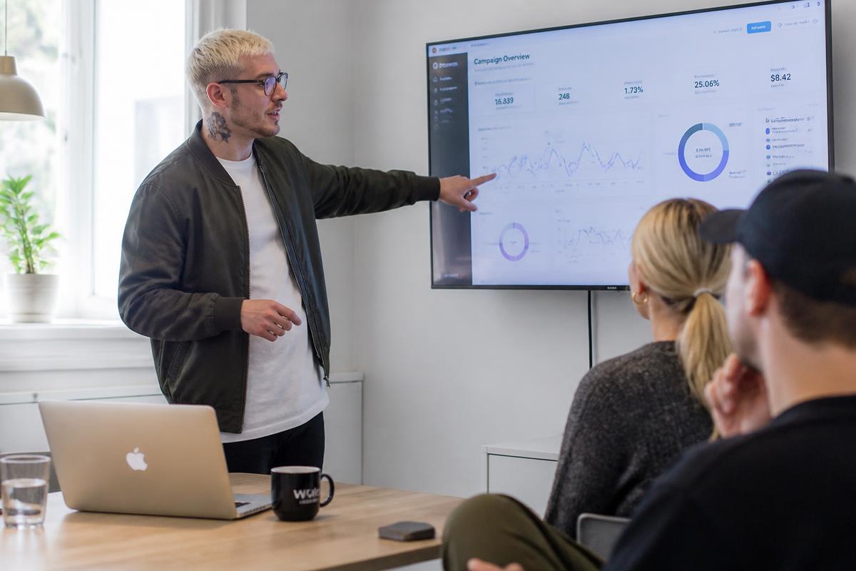 Illustration of a Social media manager at work