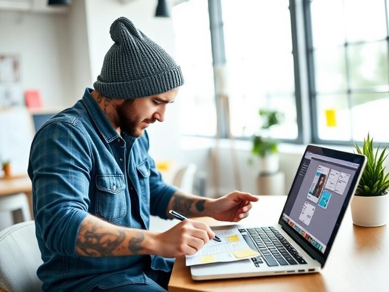 Illustration of a UX-designer at work